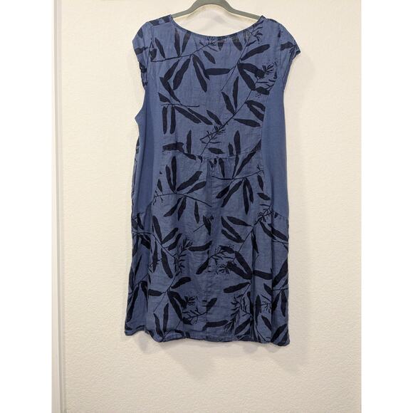 LUNGO L'ARNO 100% Made in Italy Tropical  Midi Sundress Blue Womens Size 1X - Picture 3 of 5